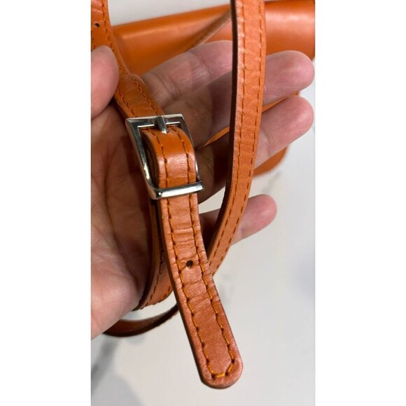 VTG Borse in Pelle Womens Orange Leather Shoulder Bag Crossbody Envelope Style - Picture 3 of 11